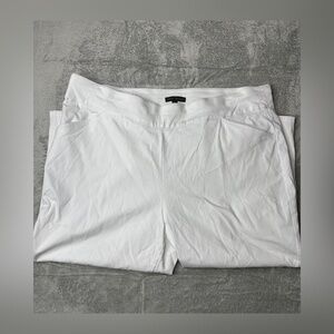 Womens Napa Valley Elastic Waist Flat Front Capri Pants White Color Sz 22W